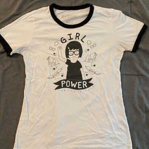Vintage/Ringer Style Bob’s Burgers Tina Girl Power T-Shirt (L)